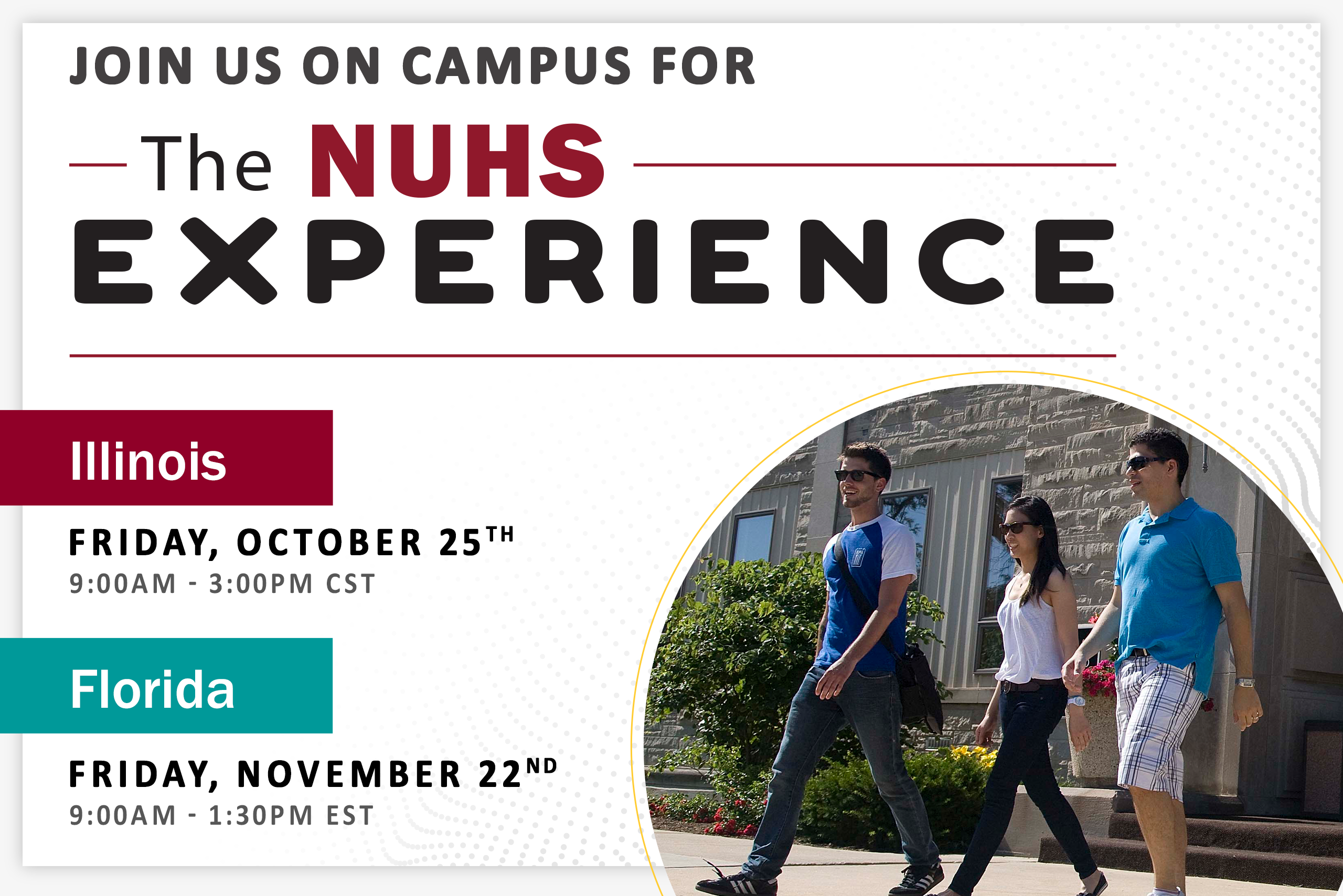 Join us on campus for the NUHS Experience